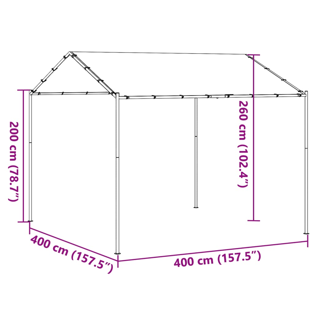 vidaXL Canopy Tent Beige 4x4 m Steel and Fabric