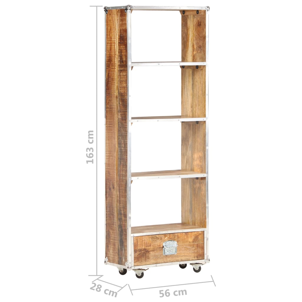vidaXL Book Cabinet 56x28x163 cm Solid Rough Mango Wood