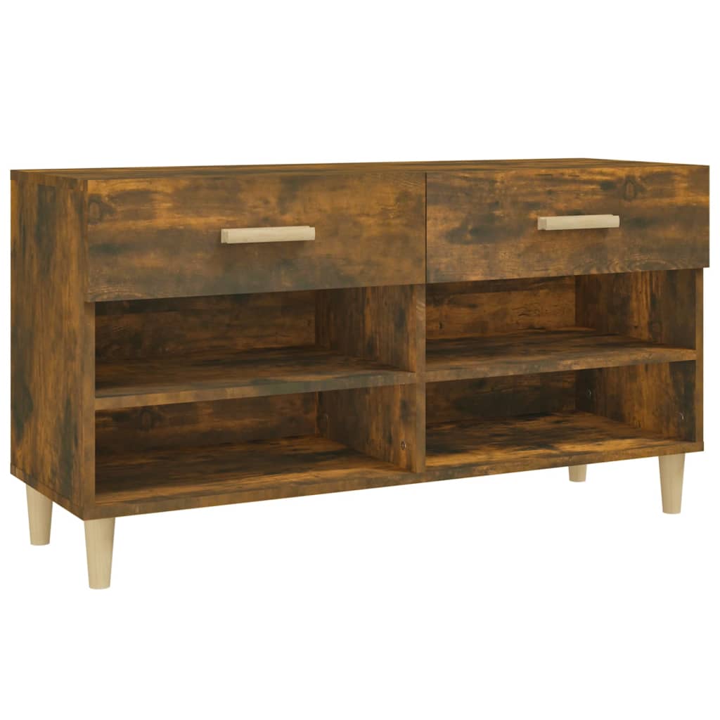 vidaXL Shoe Cabinet Smoked Oak 102x35x55 cm Engineered Wood