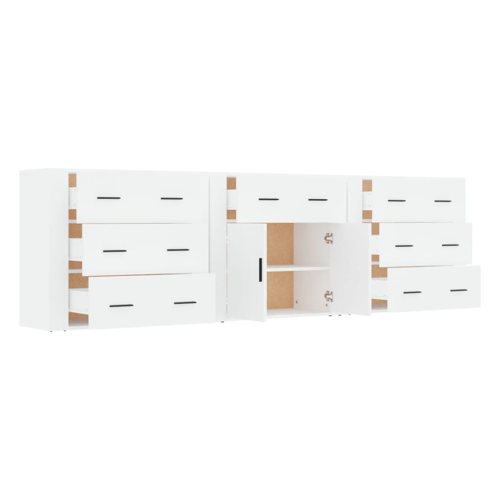 vidaXL Sideboards 3 pcs White Engineered Wood