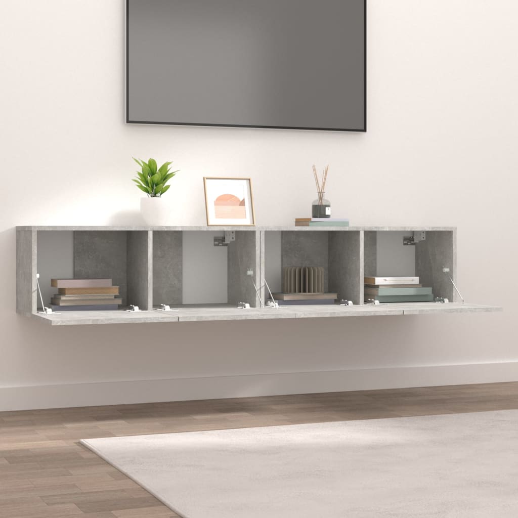 vidaXL TV Cabinets 2 pcs Concrete Grey 80x30x30 cm Engineered Wood