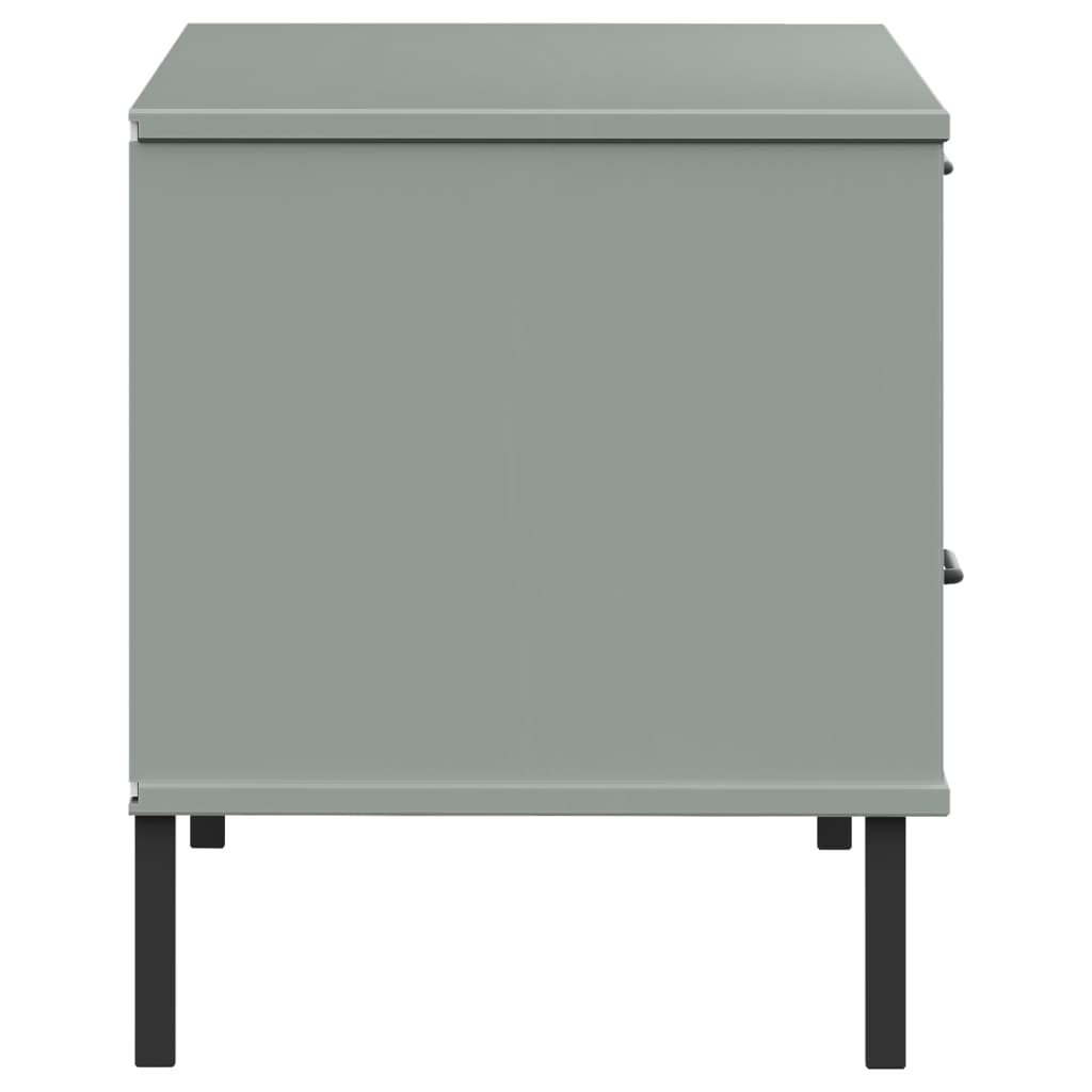 vidaXL TV Cabinet with Metal Legs Grey Solid Wood Pine OSLO