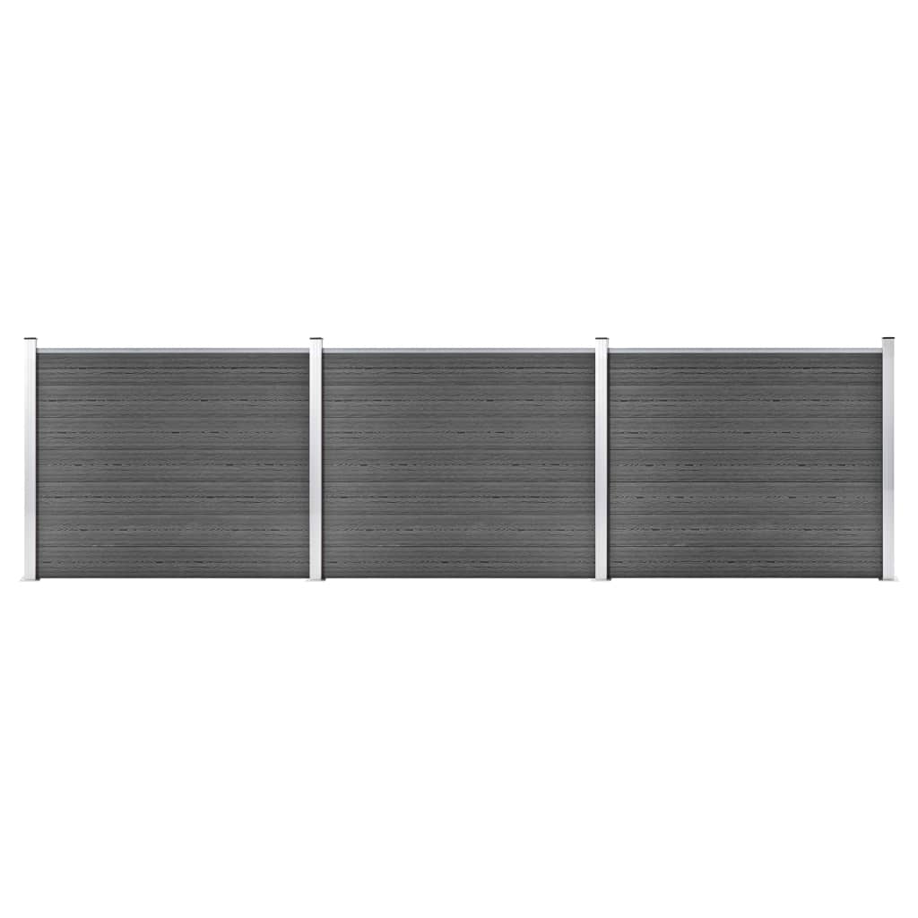 vidaXL Fence Panel Set WPC 526x146 cm Black