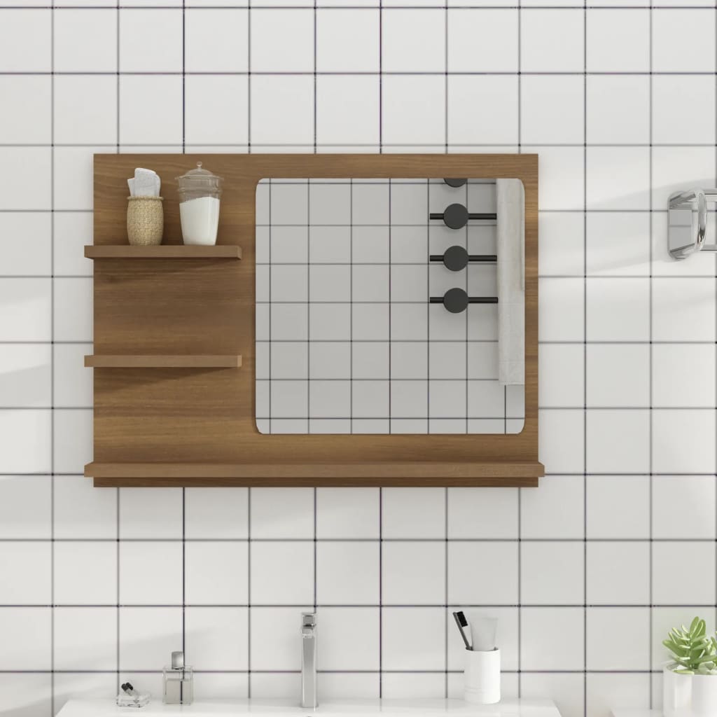 vidaXL Bathroom Mirror Brown Oak 60x10.5x45 cm Engineered Wood