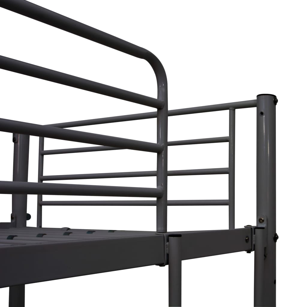 vidaXL Bunk Bed with Table Frame Black Metal 90x200 cm