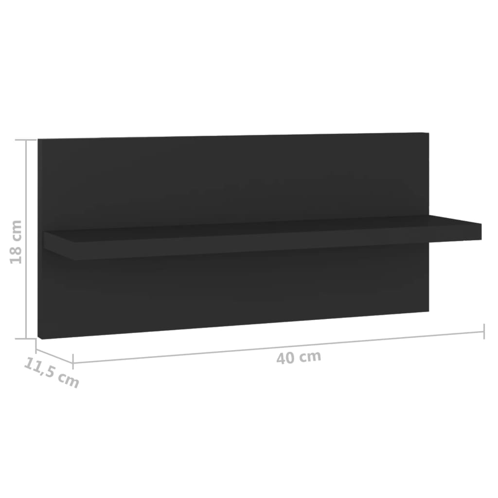 vidaXL Wall Shelf 4 pcs Black 40x11.5x18 cm Engineered Wood