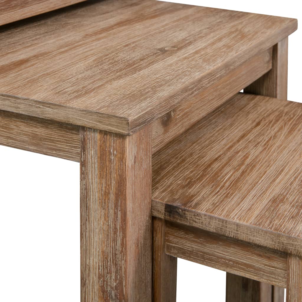 vidaXL Three Piece Nesting Table Set Solid Acacia Wood