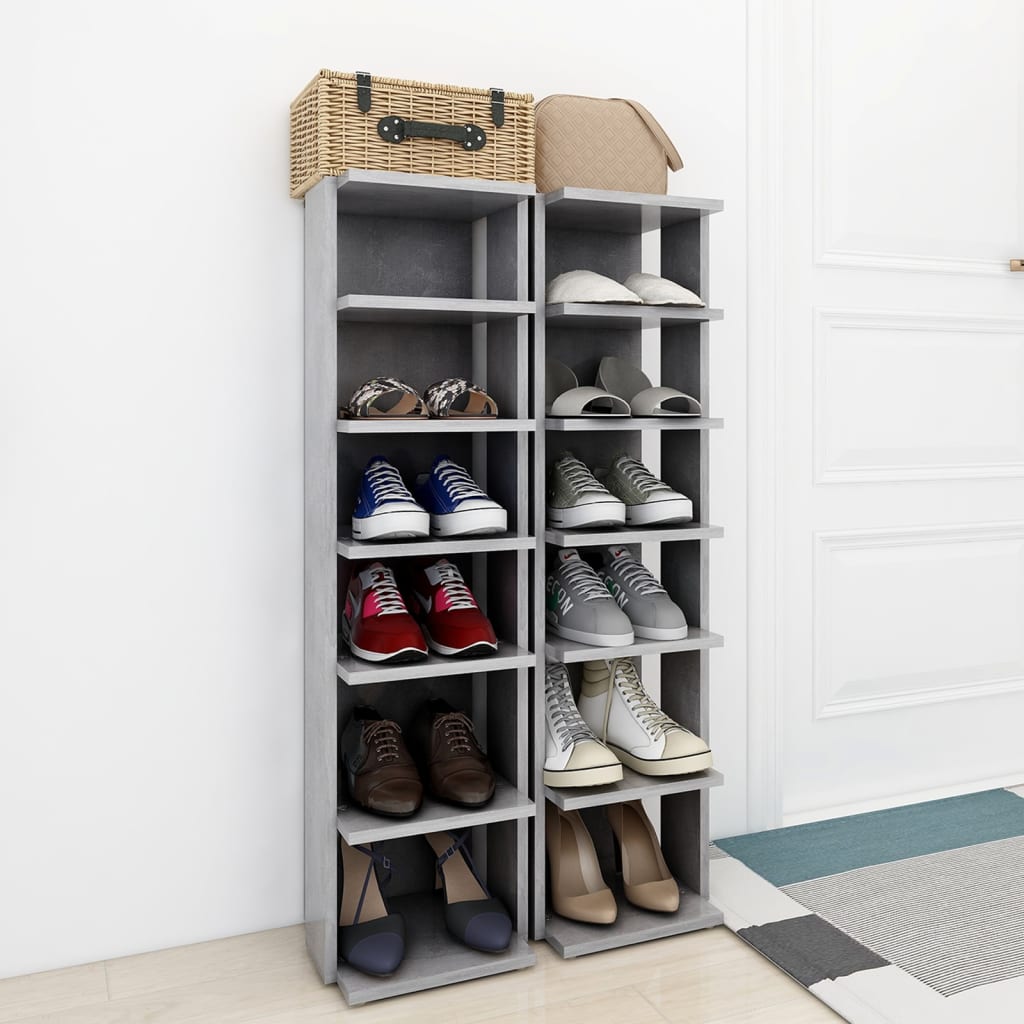 vidaXL Shoe Cabinets 2 pcs Concrete Grey 27.5x27x102 cm