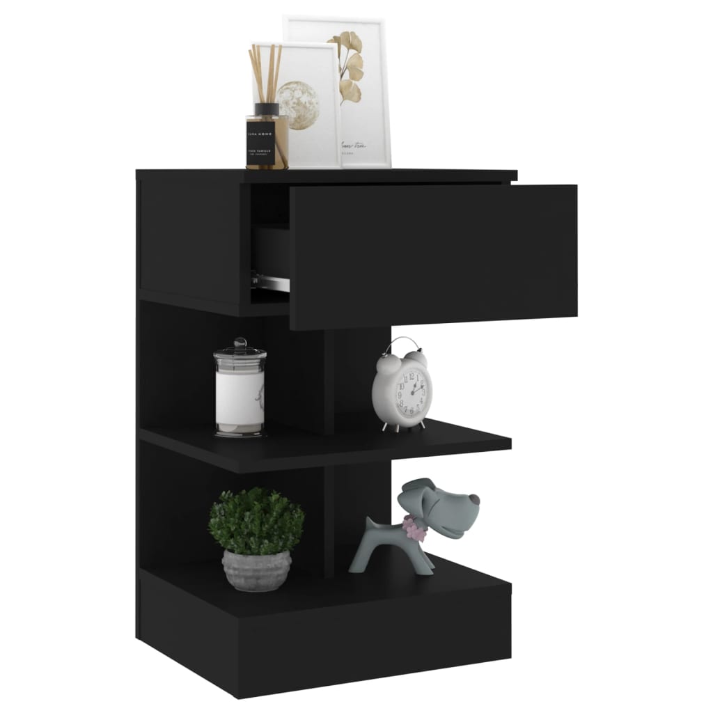 vidaXL Bedside Cabinets 2 pcs Black 40x35x65 cm