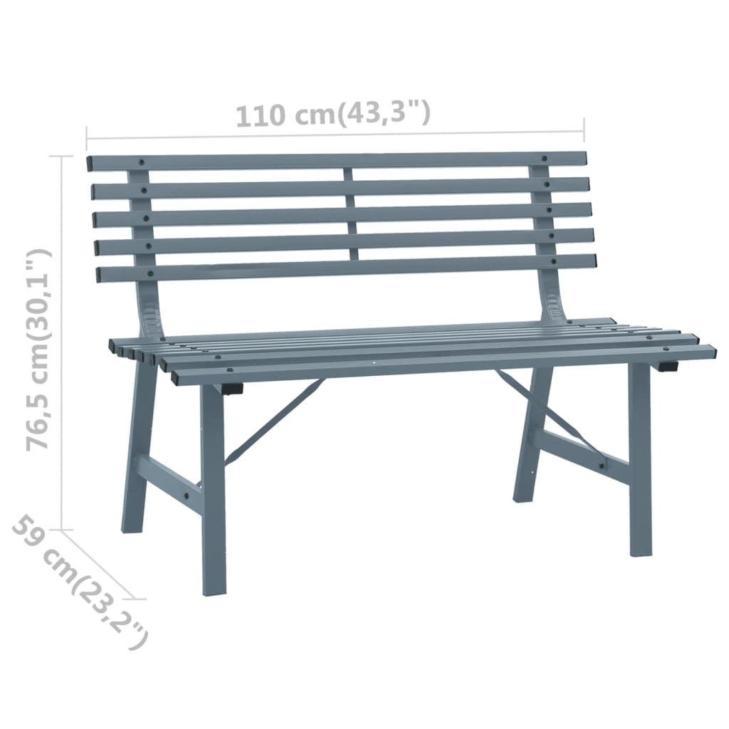 vidaXL Garden Bench 110 cm Steel Grey