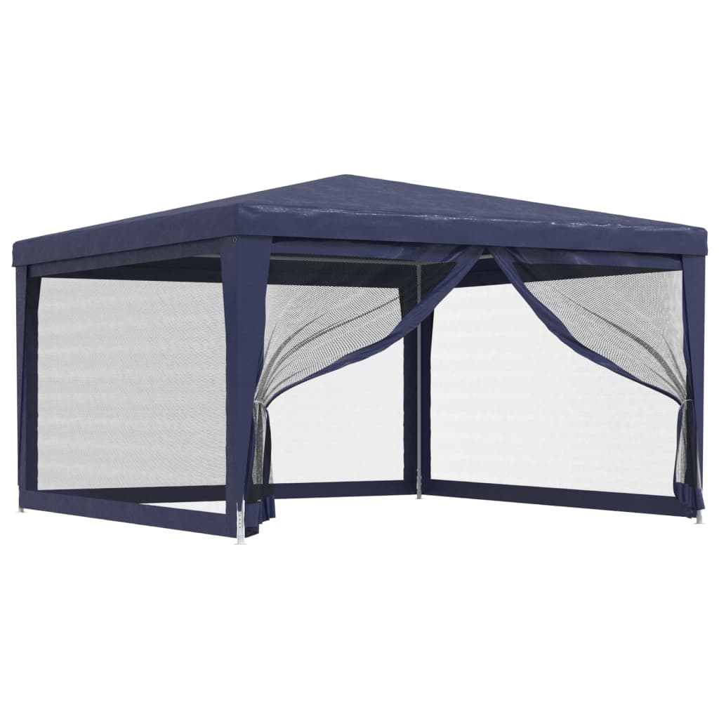 vidaXL Party Tent with 4 Mesh Sidewalls Blue 4x4 m HDPE