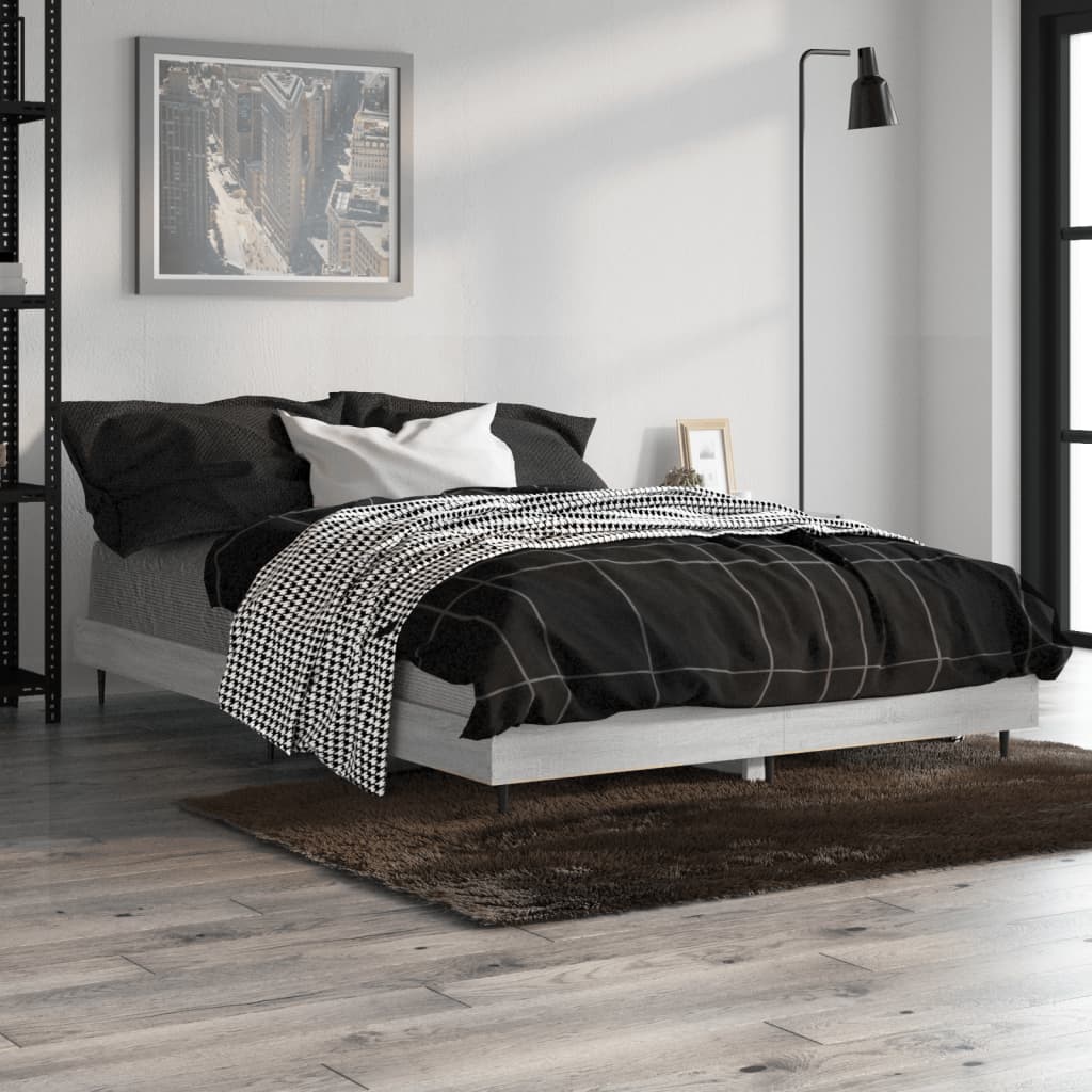 vidaXL Bed Frame Grey Sonoma 120x190 cm Small Double Engineered Wood