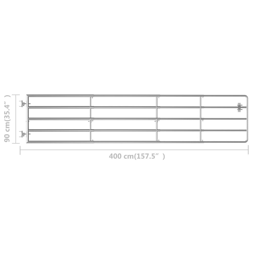 vidaXL 5 Bar Field Gate Steel (150-400)x90 cm Silver
