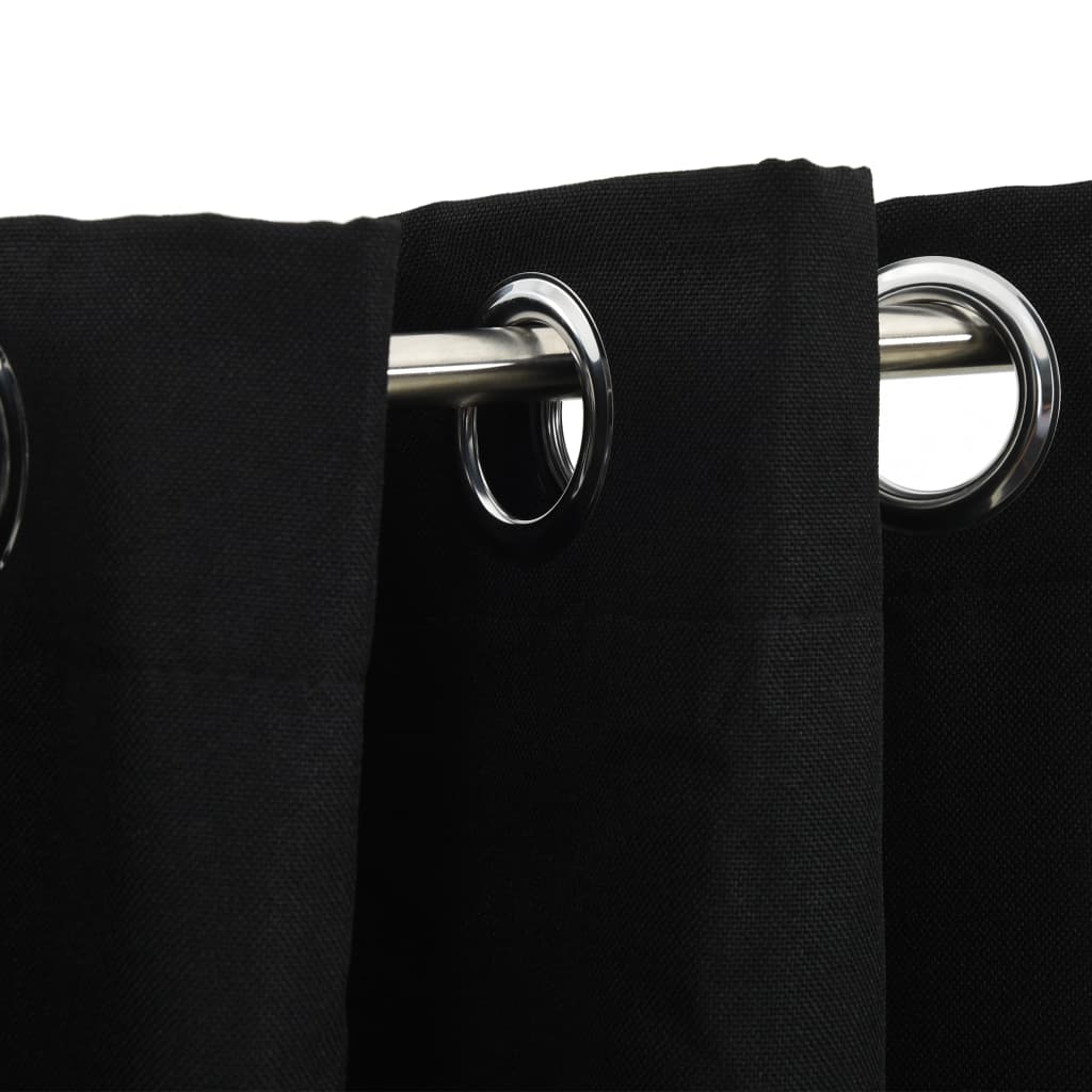vidaXL Linen-Look Blackout Curtains with Grommets Black 290x245cm