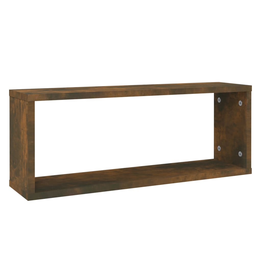 vidaXL Wall Cube Shelves 4 pcs Smoked Oak 60x15x23 cm Engineered Wood