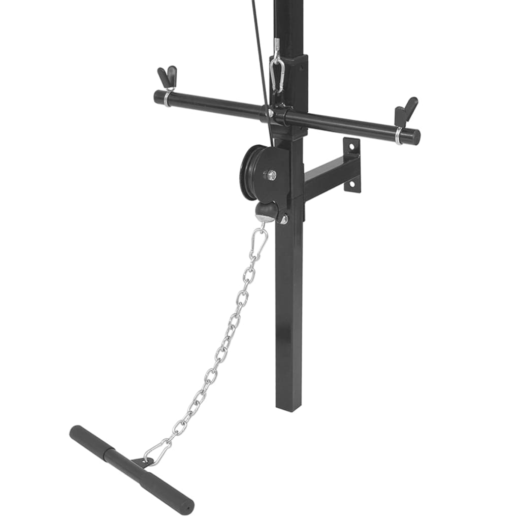vidaXL Wall-mounted Power Tower with Barbell and Dumbbell Set 30.5 kg
