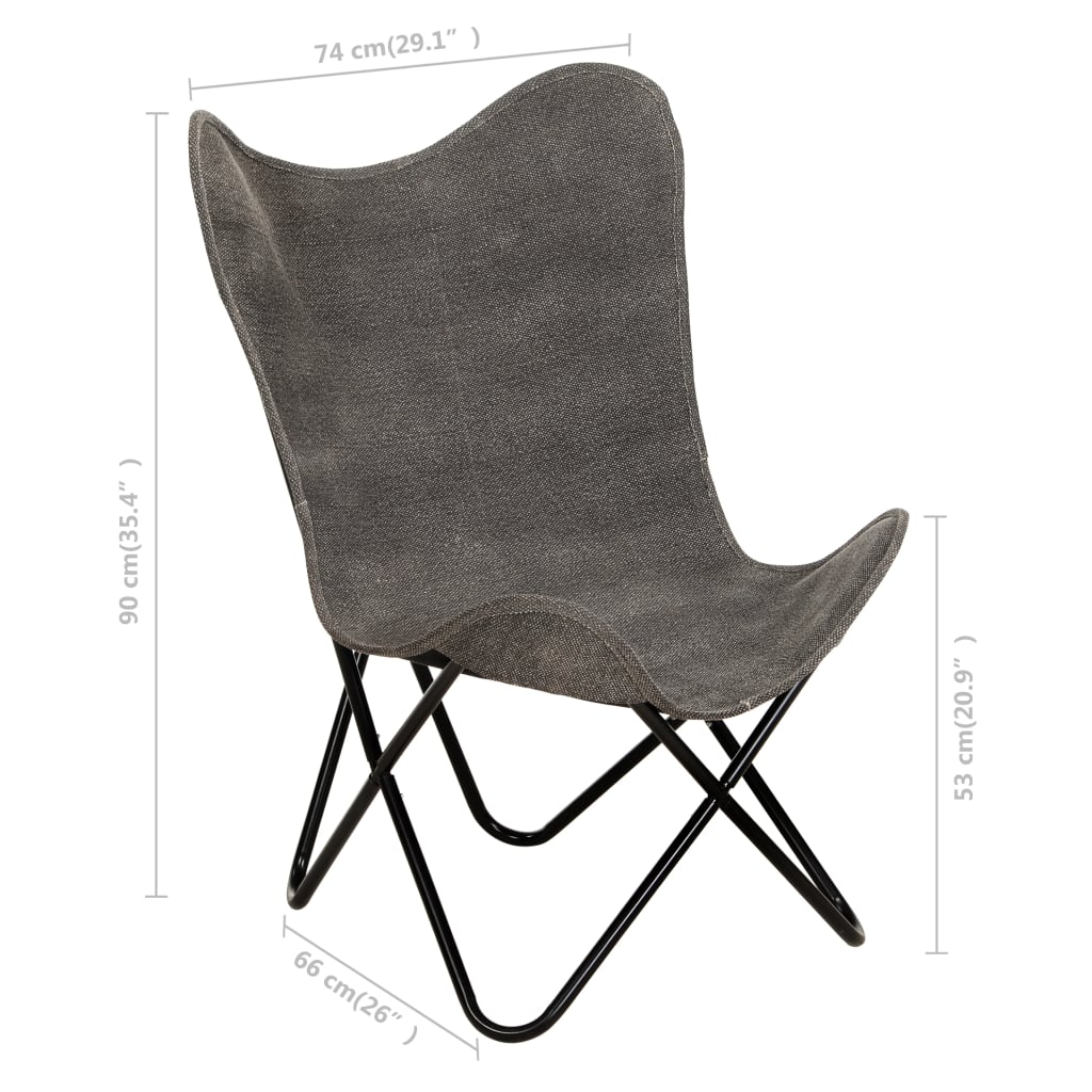 vidaXL Butterfly Chair Anthracite Canvas