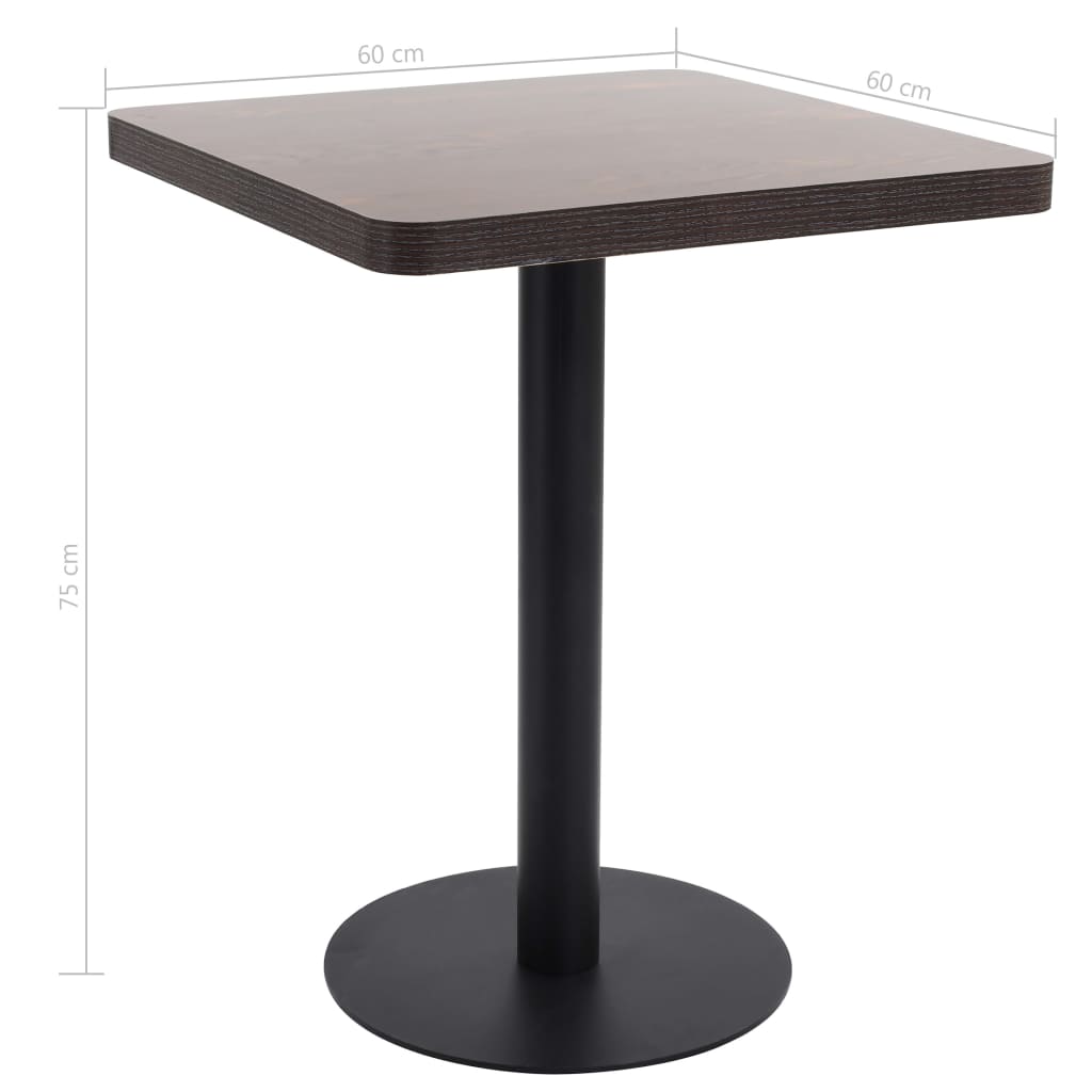 vidaXL Bistro Table Dark Brown 60X60 cm MDF