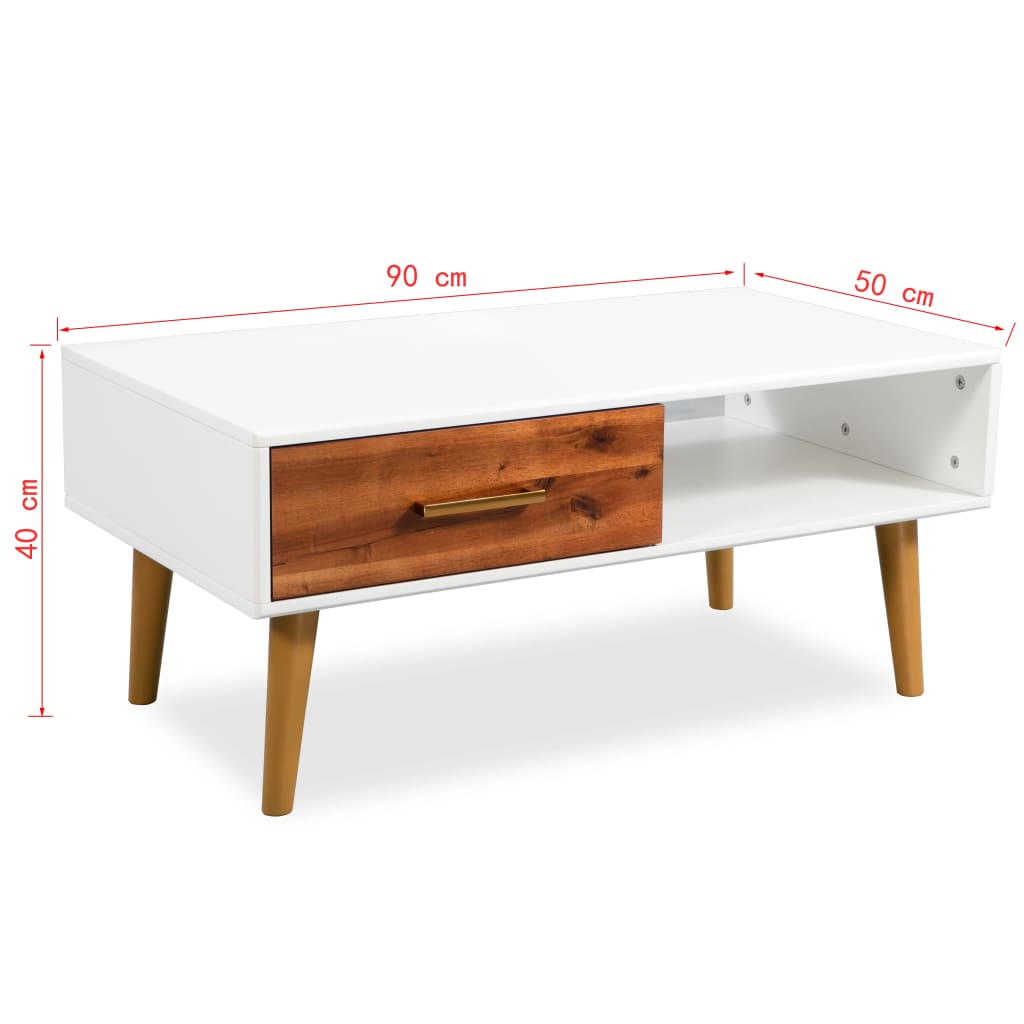 vidaXL Coffee Table Solid Acacia Wood 90x50x40 cm