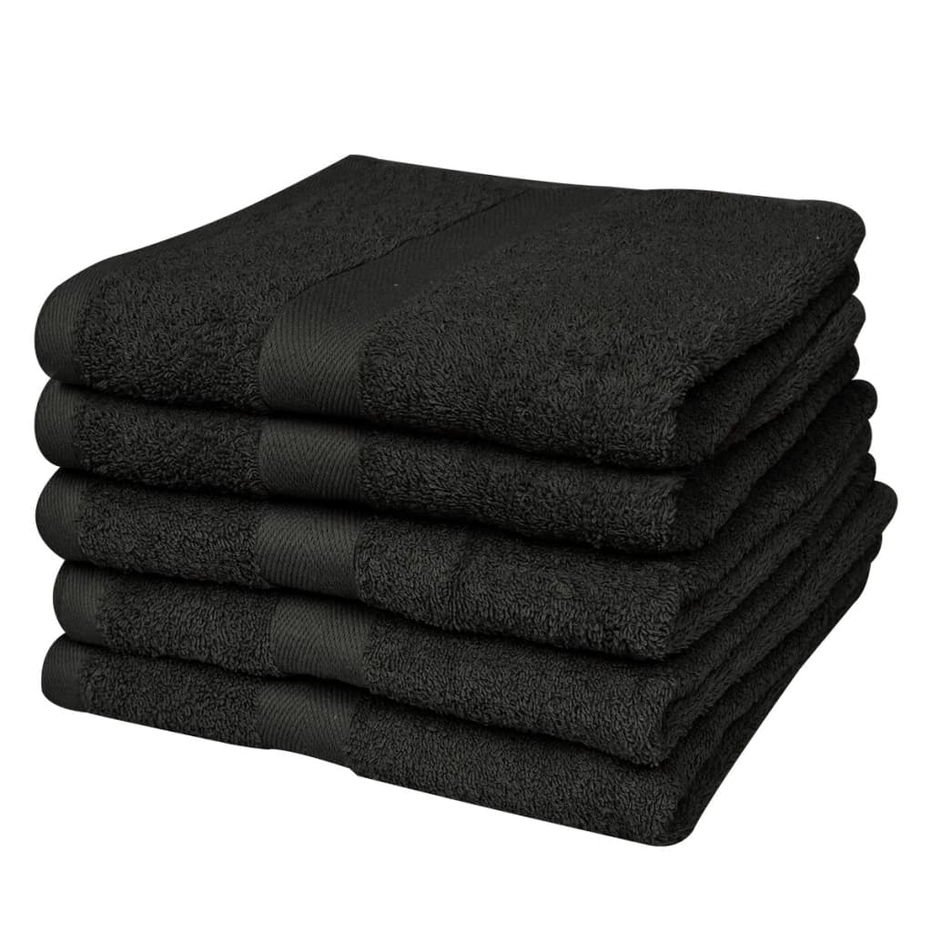 vidaXL Home Bath Towel Set 5 pcs Cotton 500 gsm 100x150 cm Black