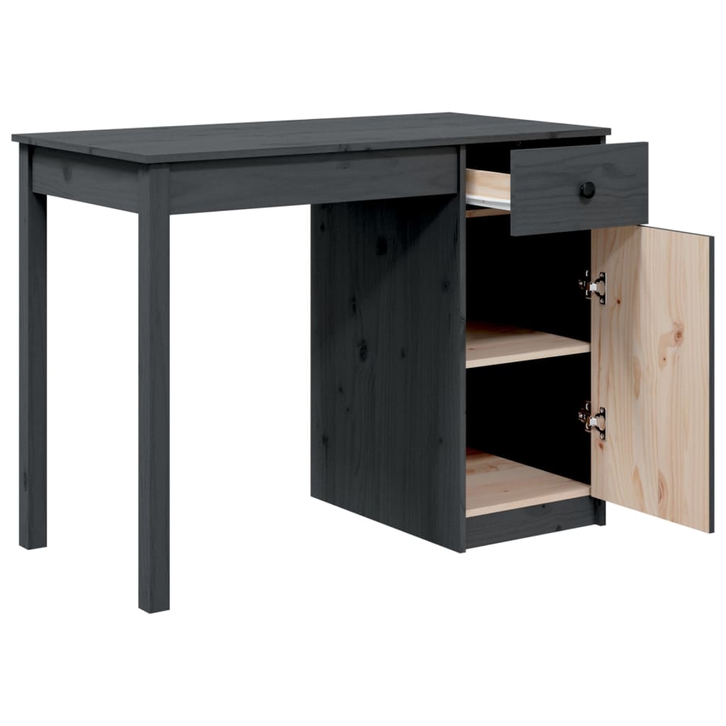 vidaXL Desk Grey 100x50x75 cm Solid Wood Pine