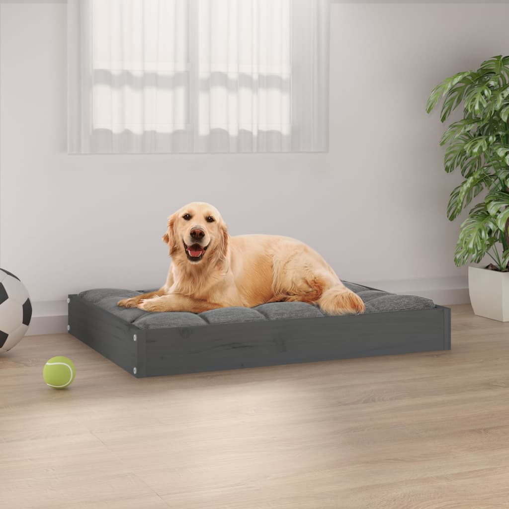 vidaXL Dog Bed Grey 71.5x54x9 cm Solid Wood Pine