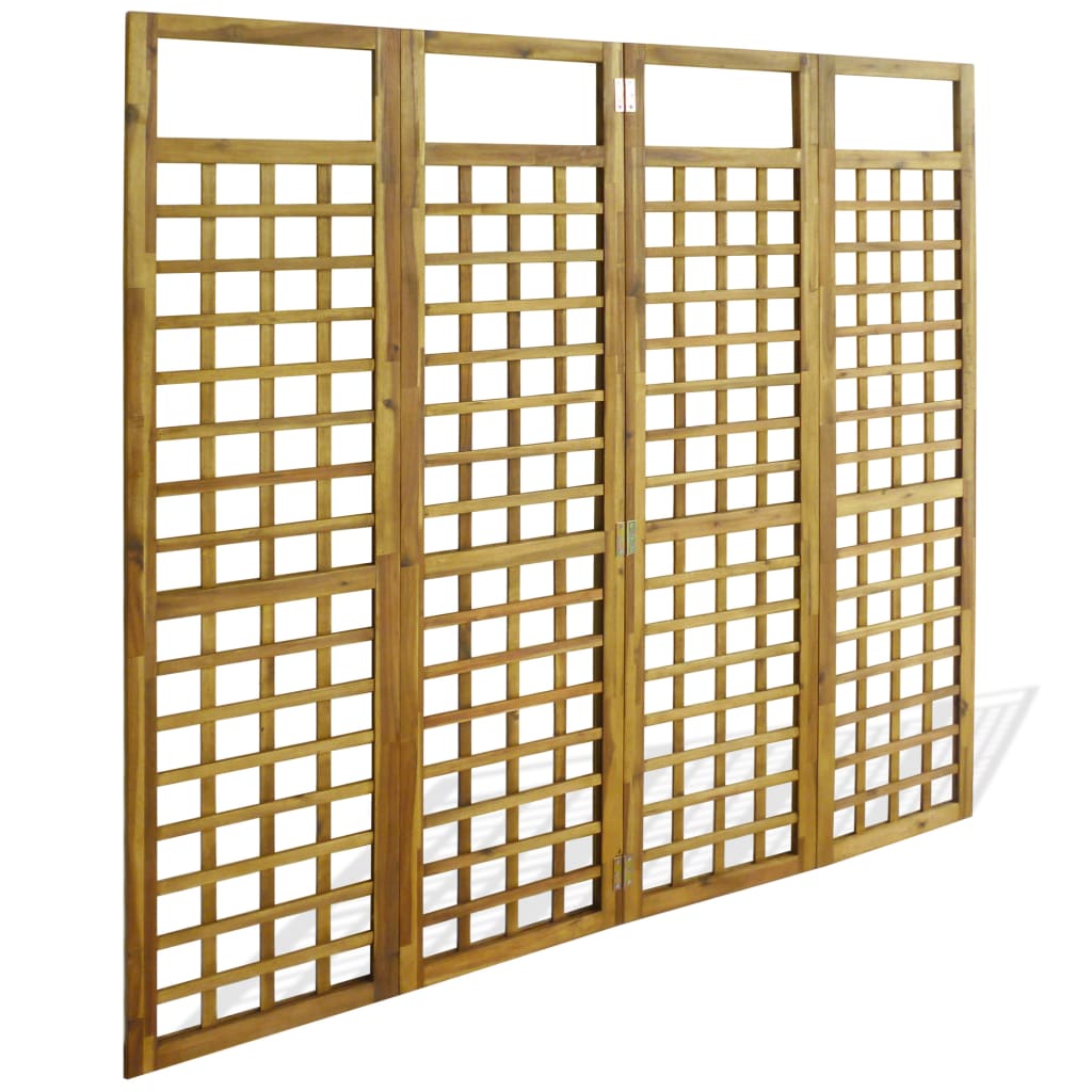vidaXL 4-Panel Room Divider / Trellis Solid Acacia Wood 160x170 cm