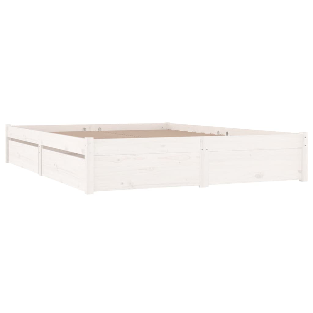 vidaXL Bed Frame with Drawers White 135x190 cm Double