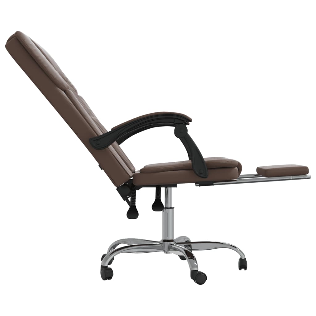 vidaXL Reclining Office Chair Brown Faux Leather