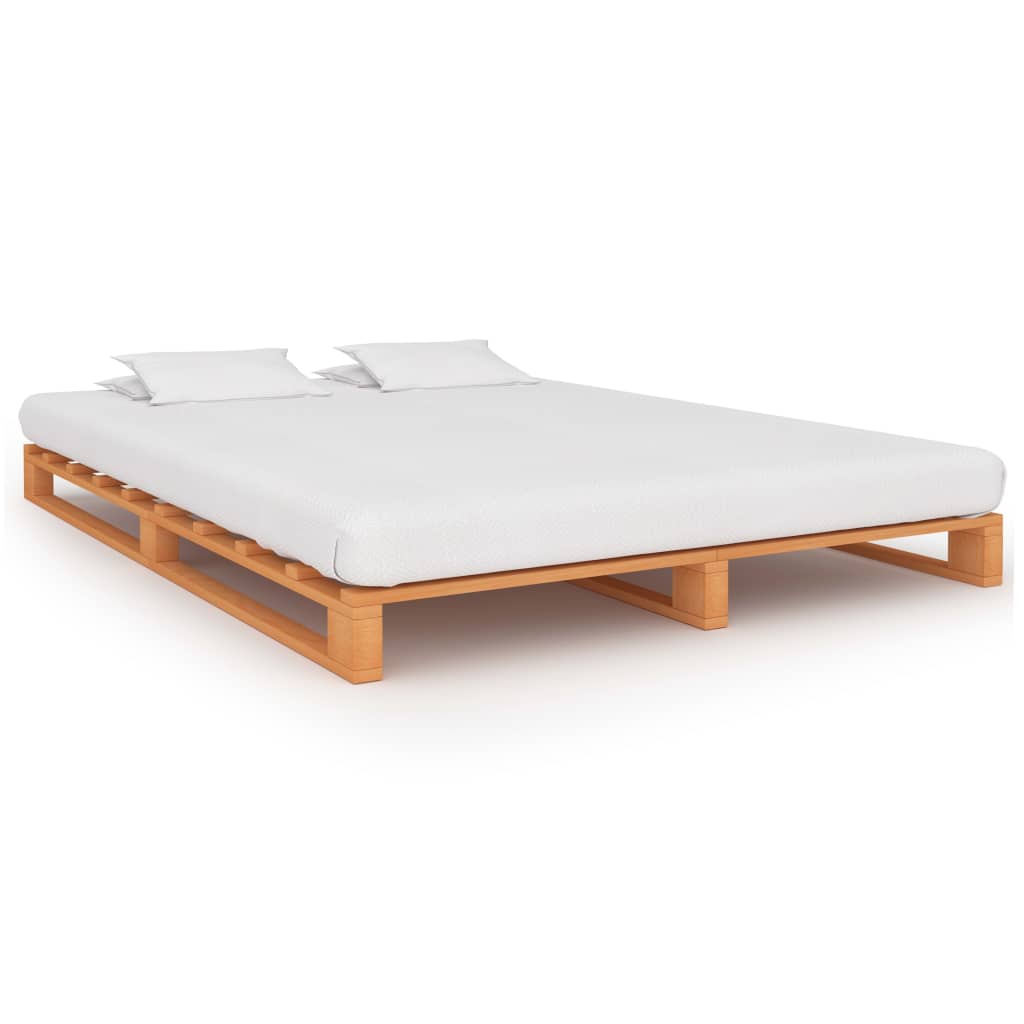 vidaXL Pallet Bed Frame Brown Solid Pine Wood 120x200 cm