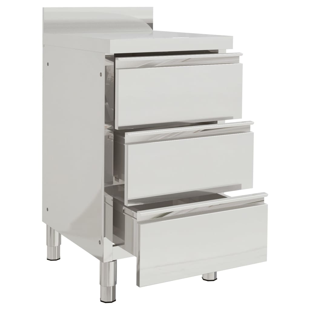 vidaXL Commercial Kitchen Cabinet with 3 Drawers Stainless Steel