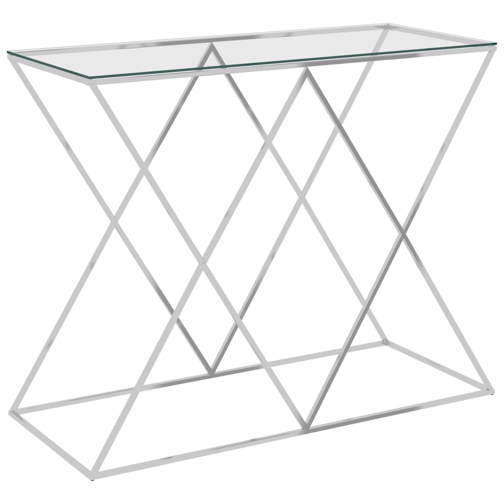 vidaXL Side Table Silver 90x40x75 cm Stainless Steel and Glass