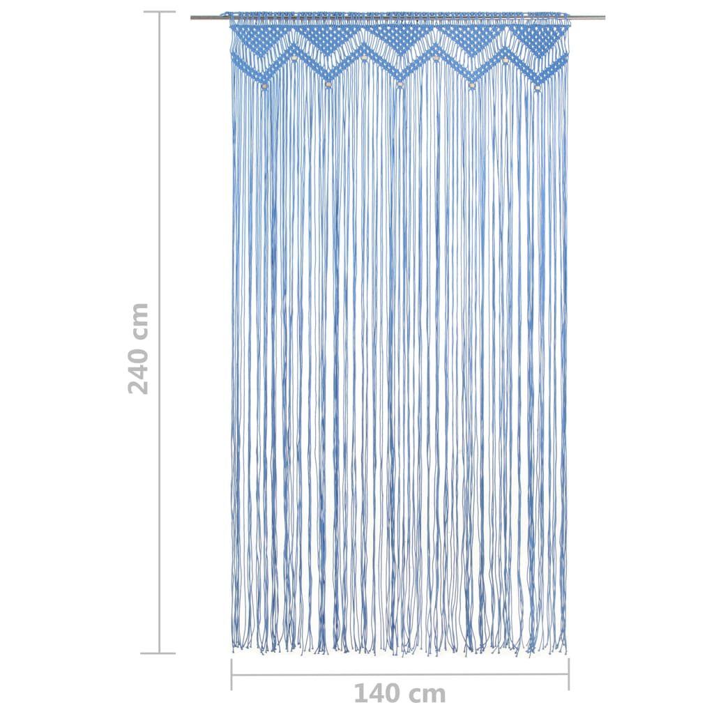 vidaXL Macrame Curtain Blue 140x240 cm Cotton