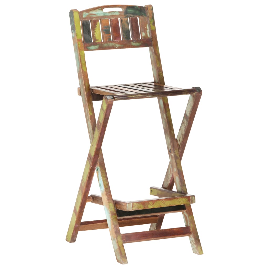 vidaXL Folding Outdoor Bar Chairs 2 pcs Solid Reclaimed Wood