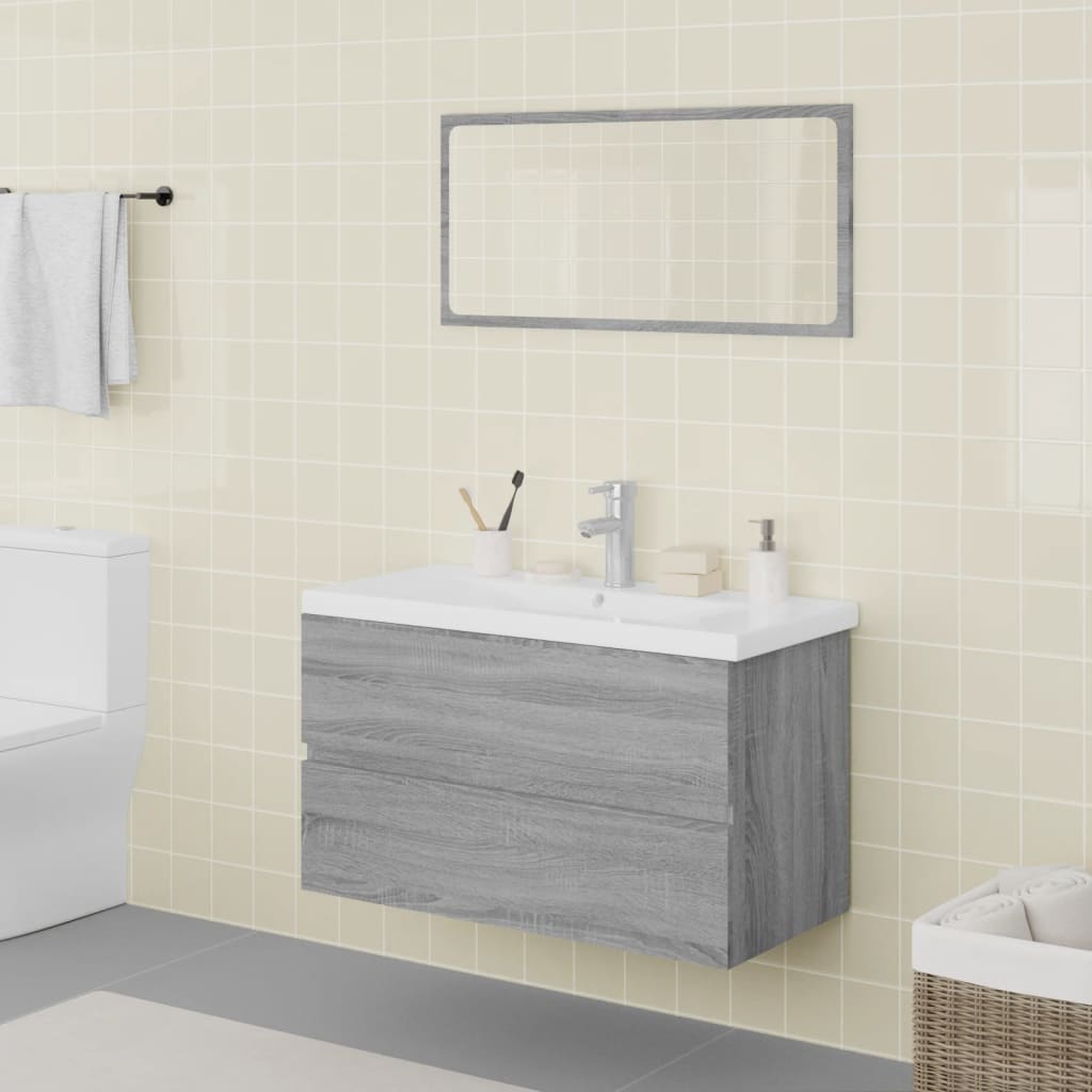 vidaXL Bathroom Furniture Set Grey Sonoma Engineered Wood