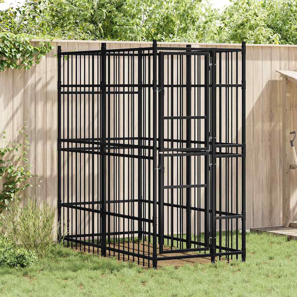 vidaXL Outdoor Dog Kennel with Roof Steel 9.22 m² vidaXL.co.uk