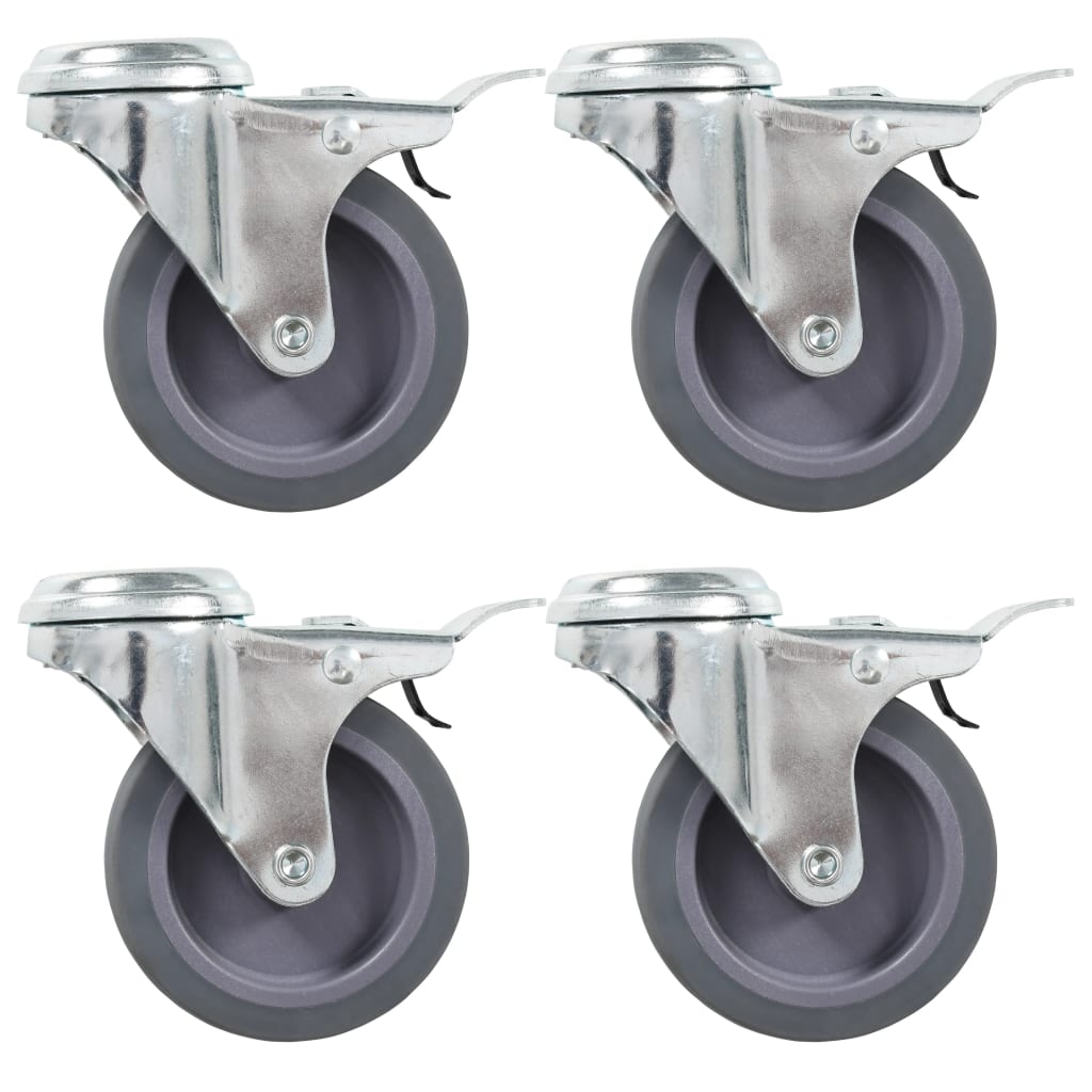 vidaXL Bolt Hole Swivel Casters with Double Brakes 4 pcs 75 mm