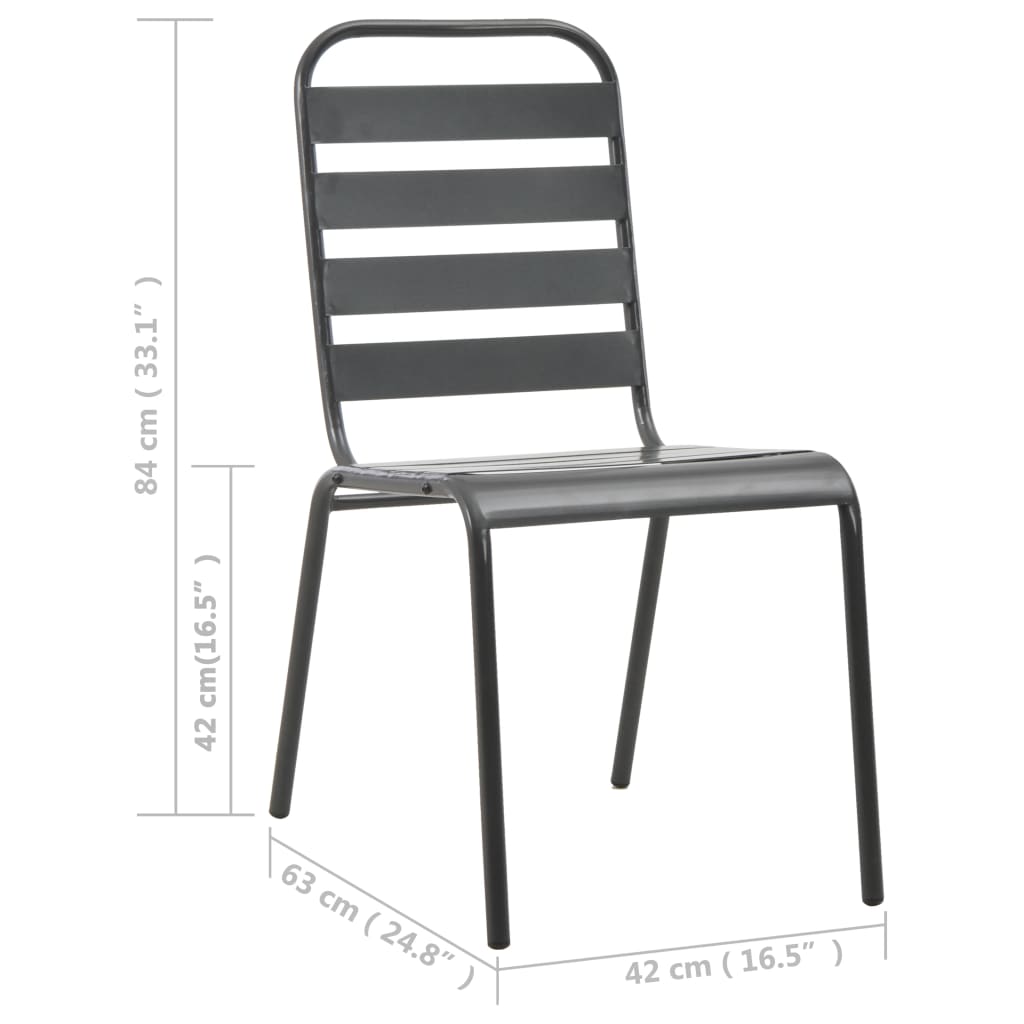 vidaXL Outdoor Chairs 4 pcs Slatted Design Steel Dark Grey