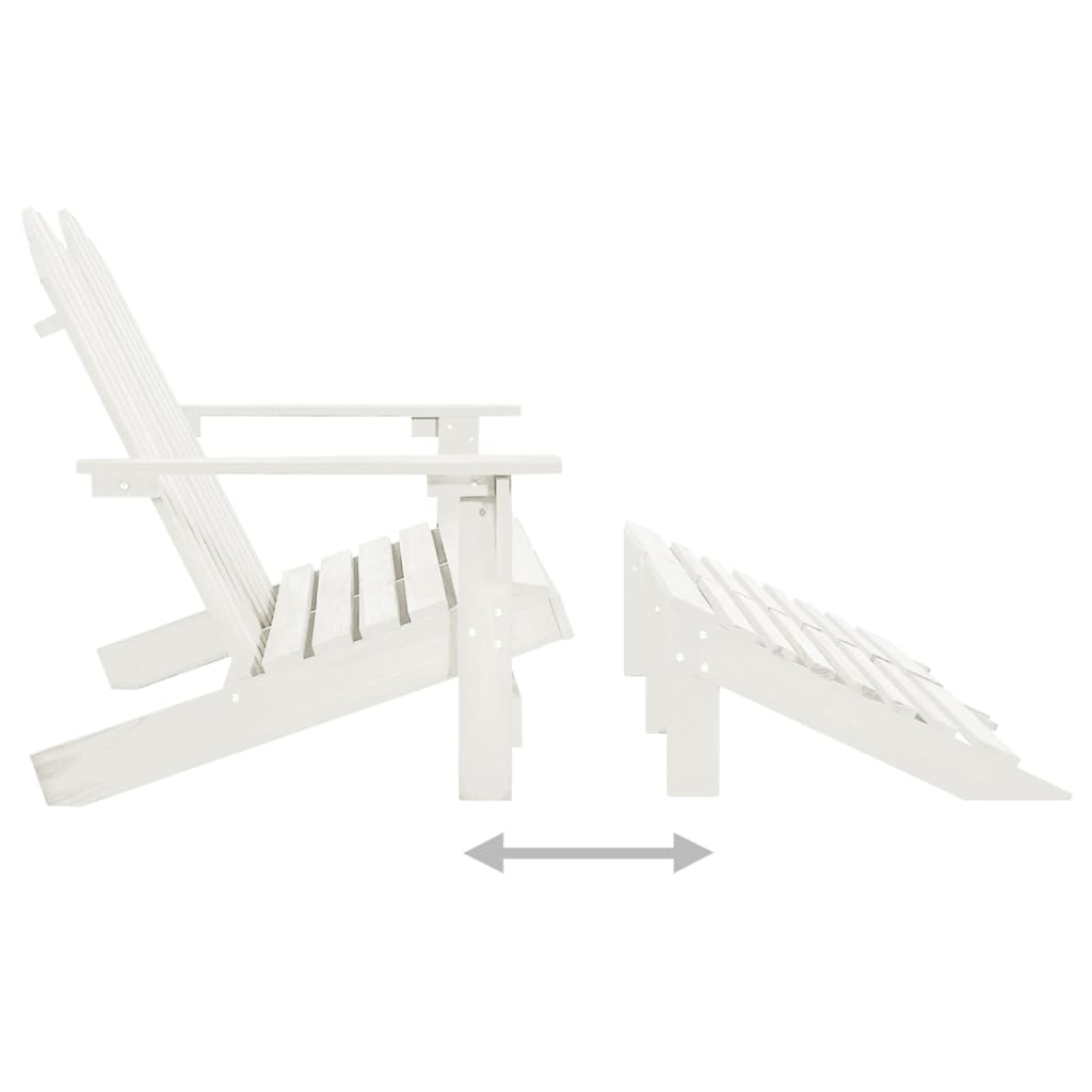 vidaXL 2-Seater Garden Adirondack Chair&Ottoman Fir Wood White