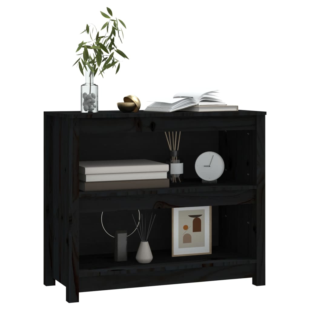 vidaXL Book Cabinet Black 80x35x68 cm Solid Wood Pine