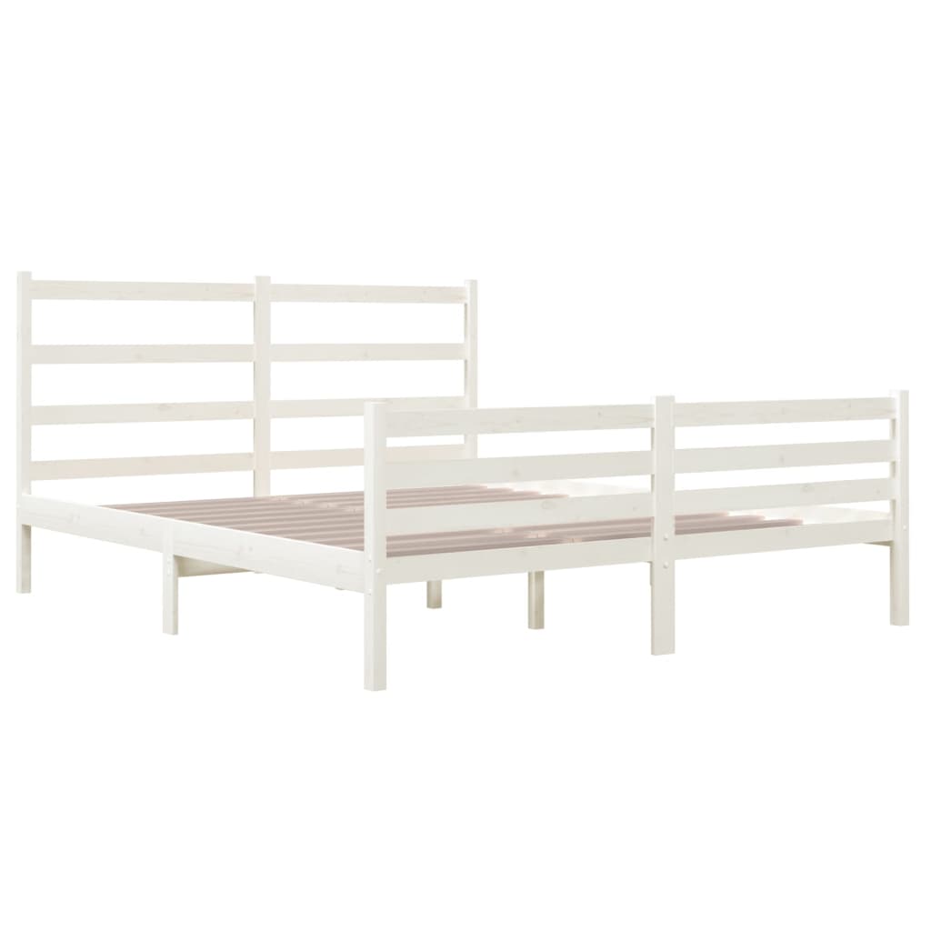 vidaXL Bed Frame Solid Wood Pine 140x190 cm White
