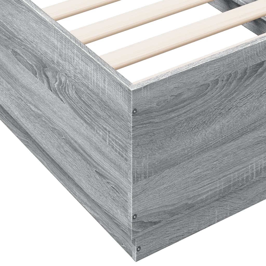 vidaXL Bed Frame Grey Sonoma 75x190 cm Small Single Engineered Wood