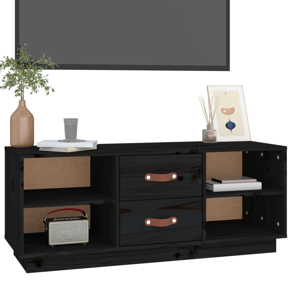 vidaXL TV Cabinet Black 100x34x40 cm Solid Wood Pine