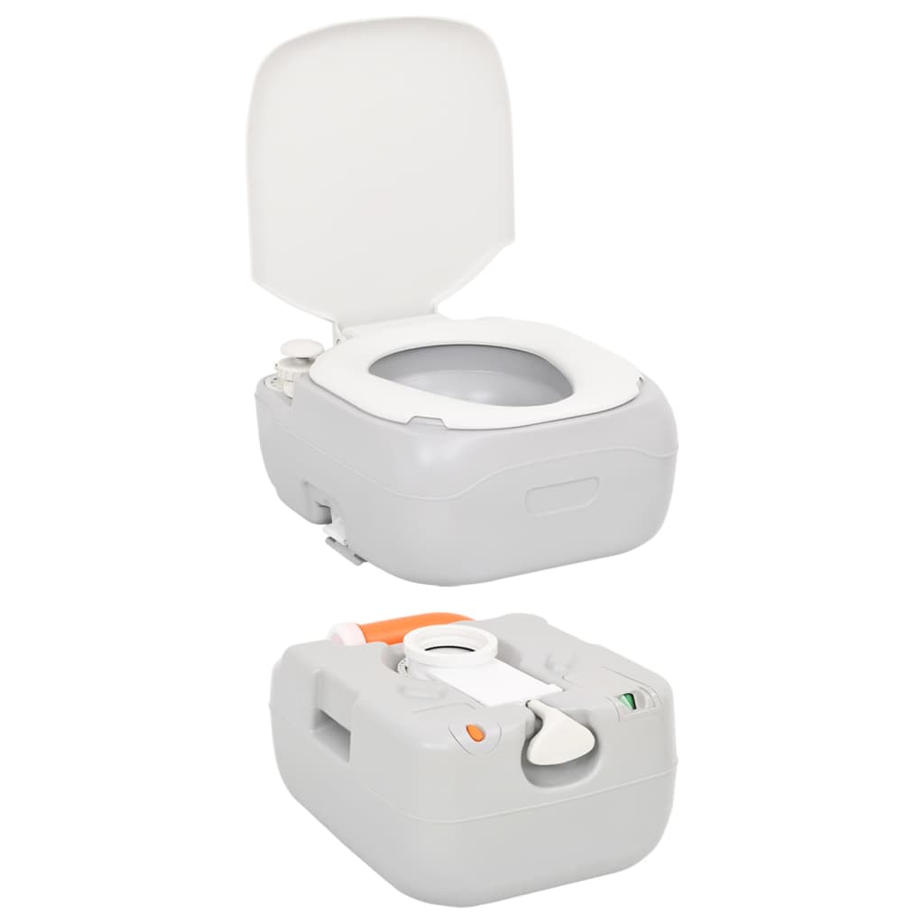 vidaXL Portable Camping Toilet Grey and White 22+12 L HDPE