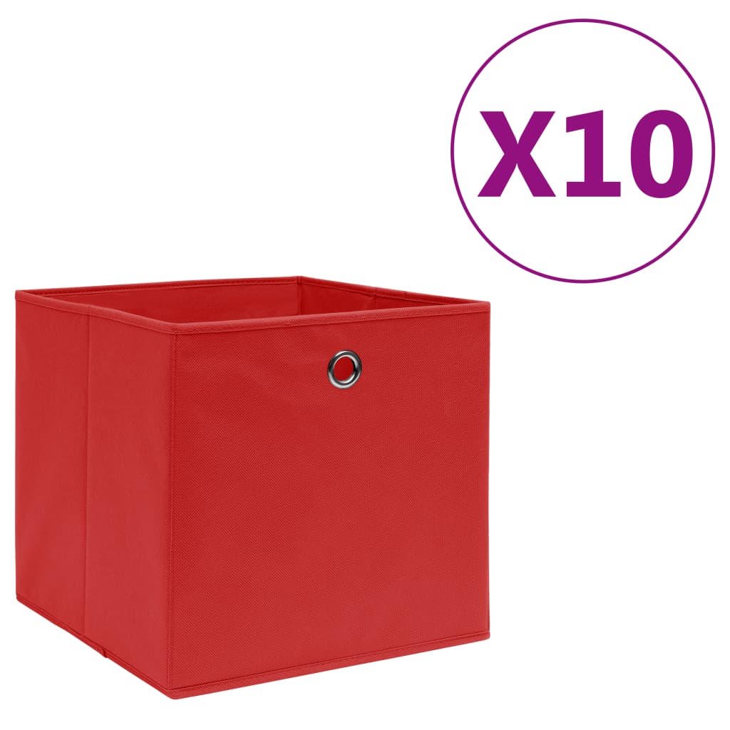 vidaXL Storage Boxes 10 pcs Non-woven Fabric 28x28x28 cm Red