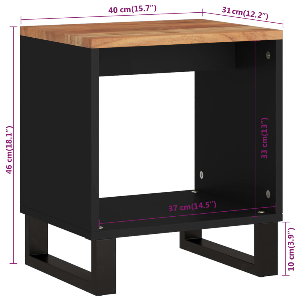 vidaXL Coffee Table 40x31x46 cm Solid Wood Acacia&Engineered Wood