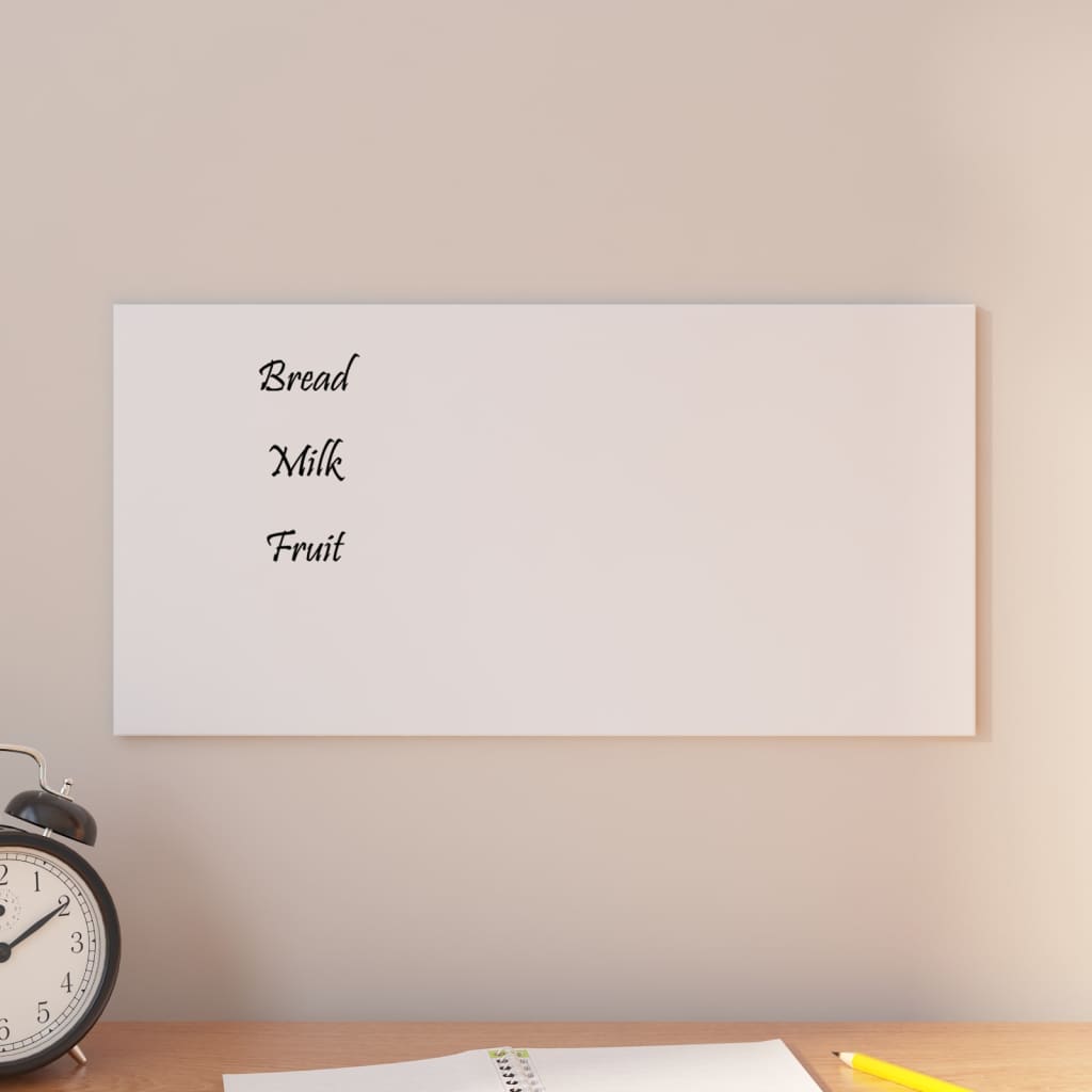 vidaXL Wall-mounted Magnetic Board White 40x20 cm Tempered Glass
