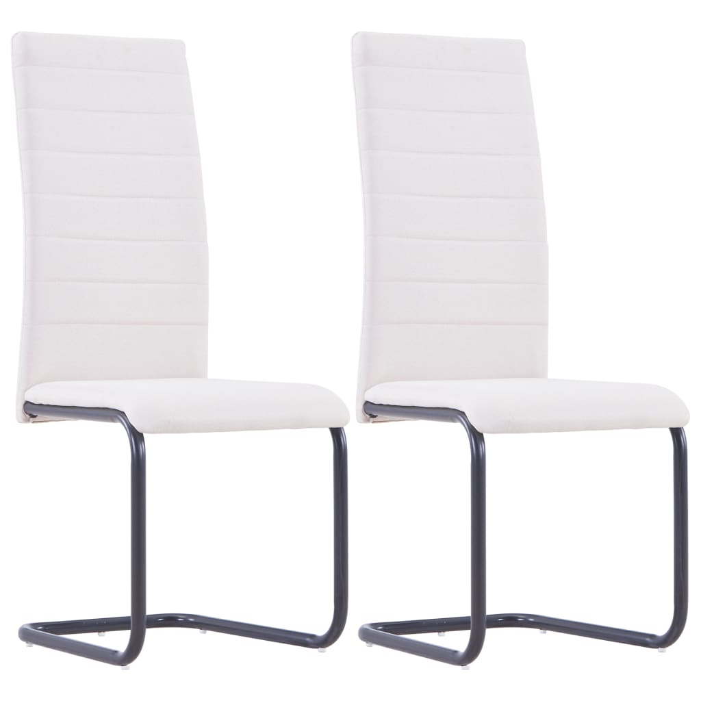 vidaXL Cantilever Dining Chairs 2 pcs Cream Fabric