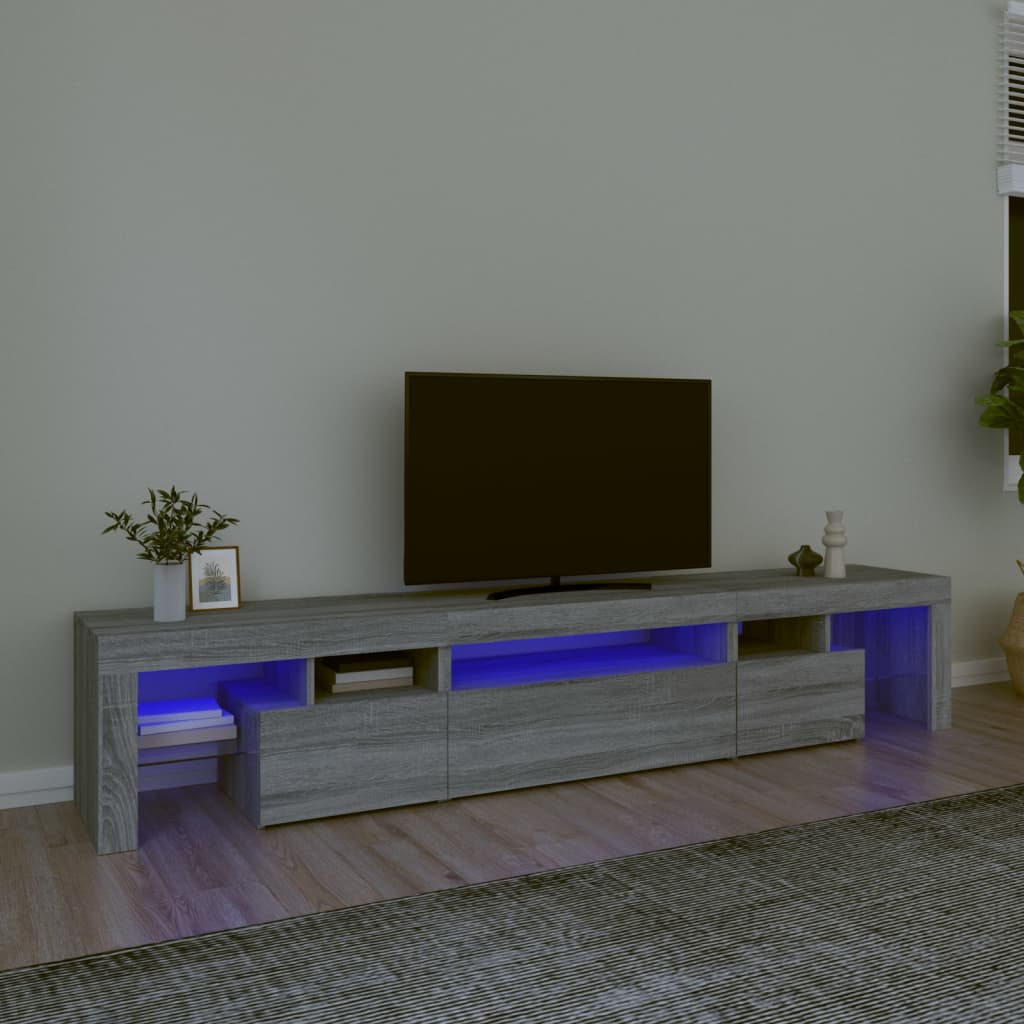 vidaXL TV Cabinet with LED Lights Grey Sonoma 215x36.5x40 cm