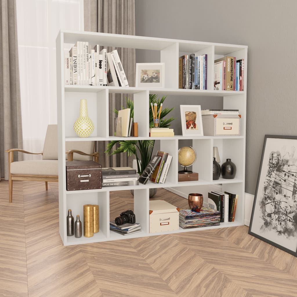 vidaXL Room Divider/Book Cabinet White 110x24x110 cm Engineered Wood